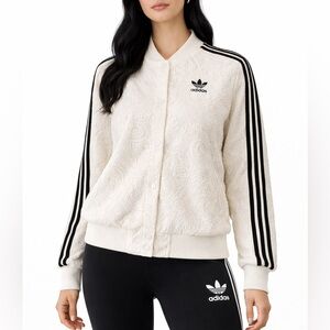 Adidas Originals Lace Paisley Bomber Jacket Cream Black Trefoil